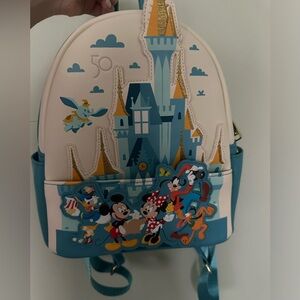 Disney 50th Anniversary Limited Edition Loungefly blue and white backpack